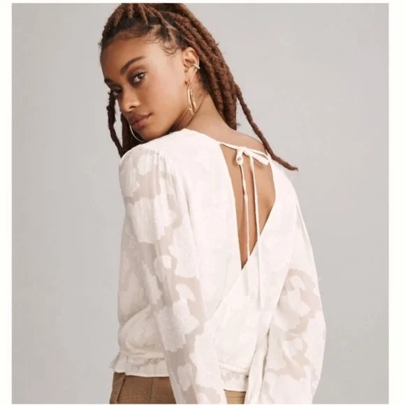 Anthropologie Sheer Surplice Blouse S - Picture 7 of 14